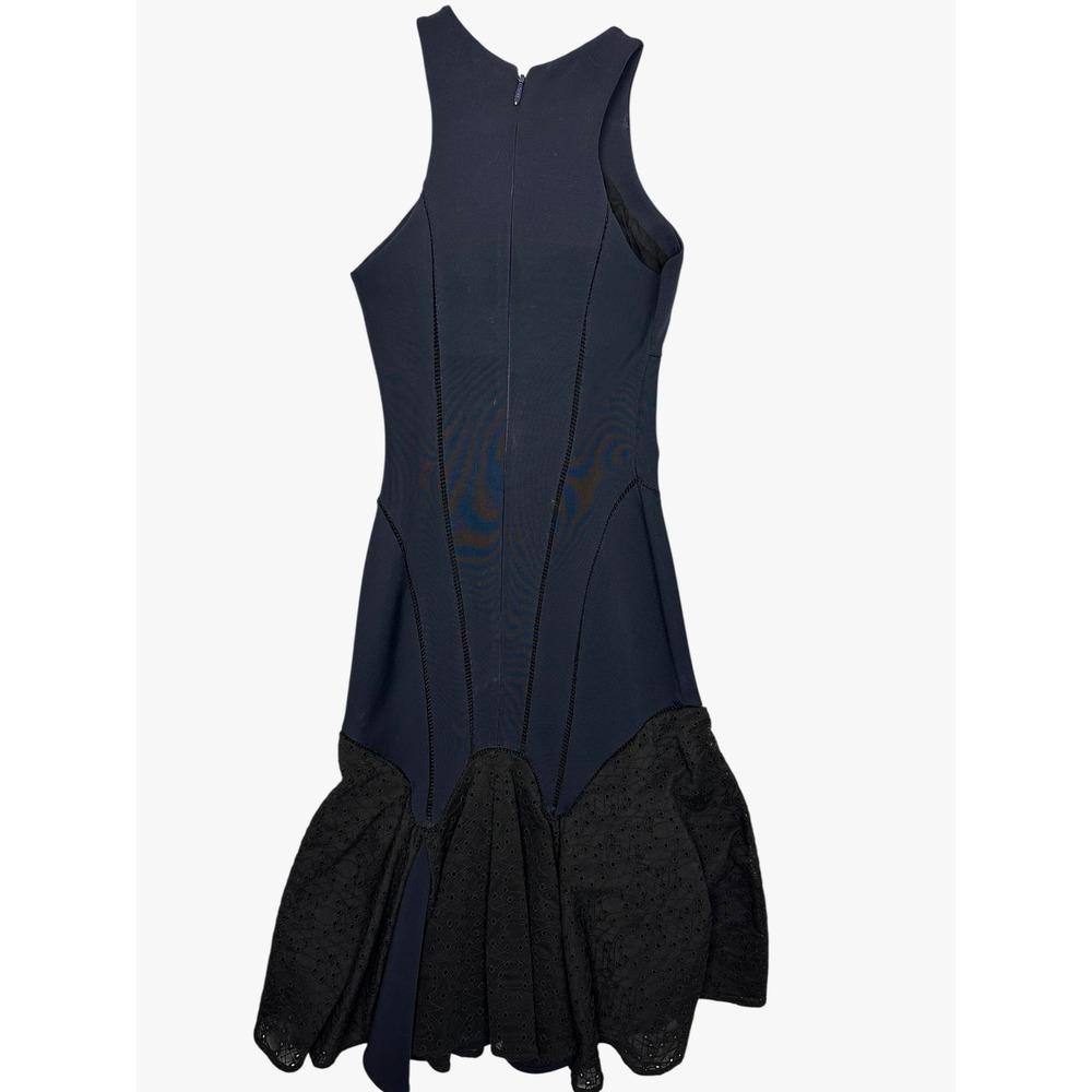 Jonathan Simkhai Navy Blue Eyelet Lace Flared Midi Dress Size 0 Sleeveless
